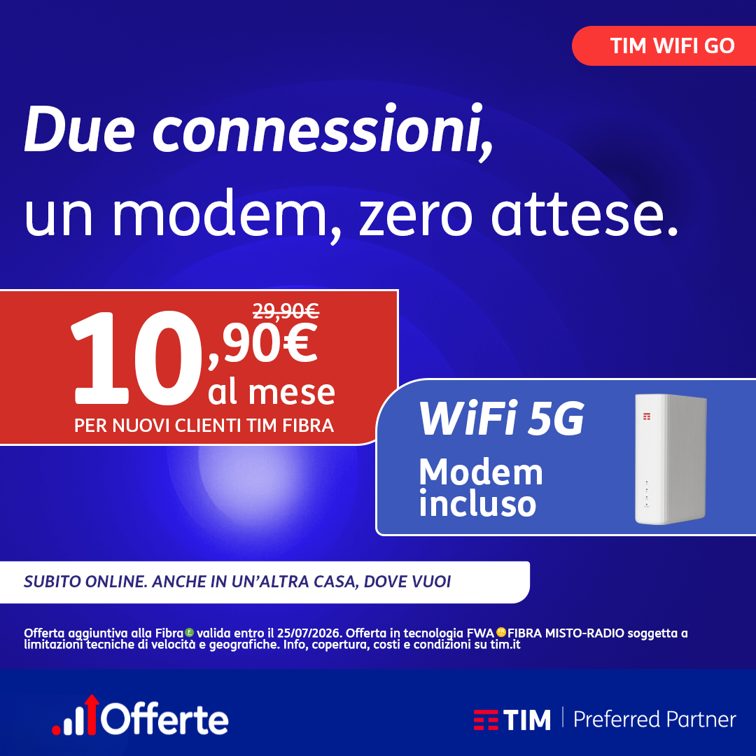 Offerta TIM WiFi Go — Internet 5G a 10,90€/mese