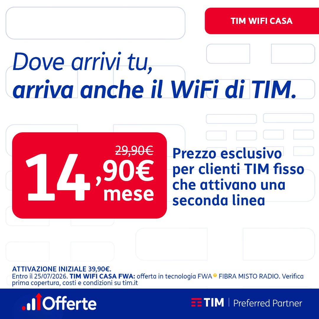 Offerta TIM WiFi FWA – Seconda linea a 14,90€/mese