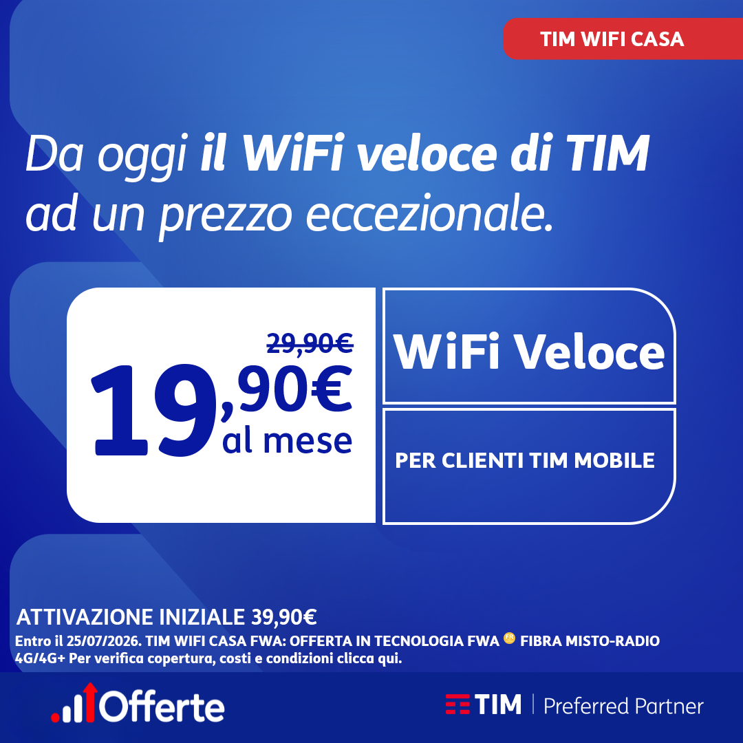 Offerta TIM WiFi Casa – Internet FWA a 19,90€/mese