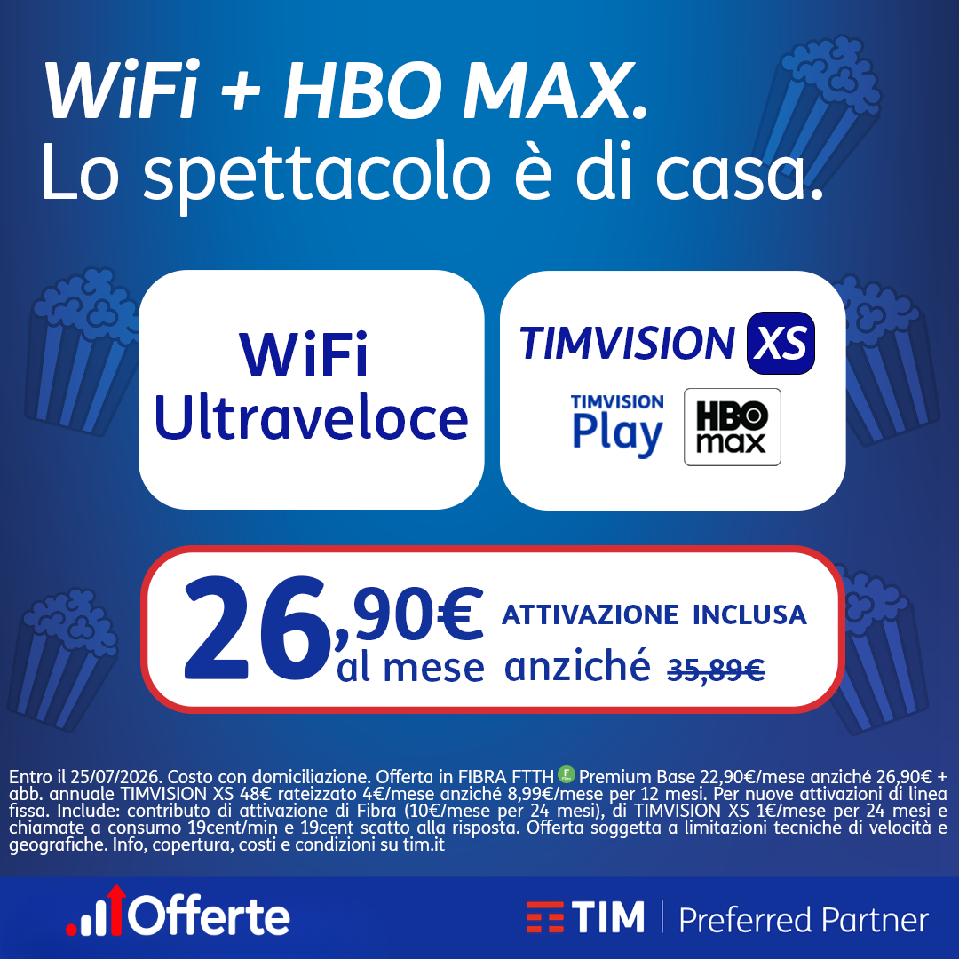 Offerta TIM WiFi e HBO Max – Tutto incluso a 26,90€/mese