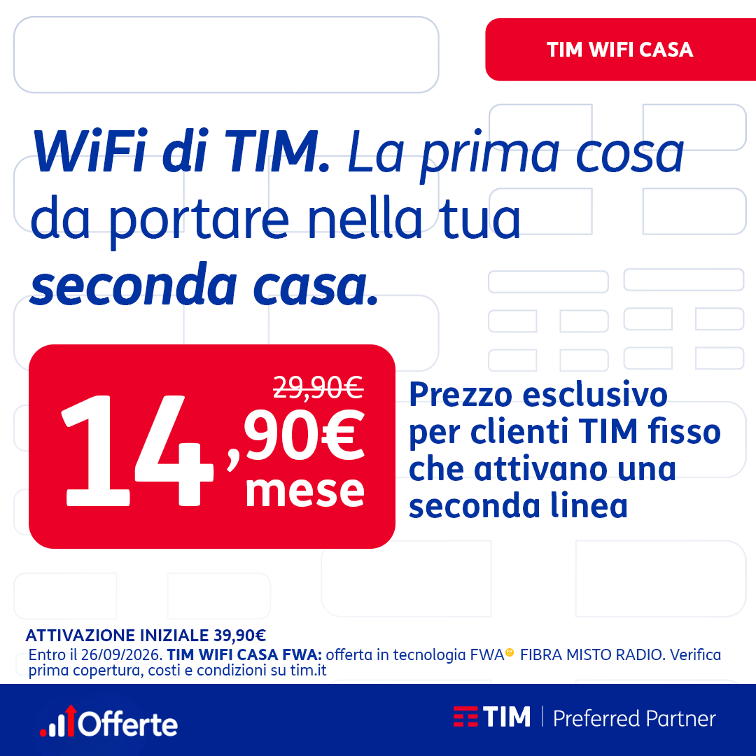 Offerta TIM WiFi FWA – Seconda linea a 14,90€/mese