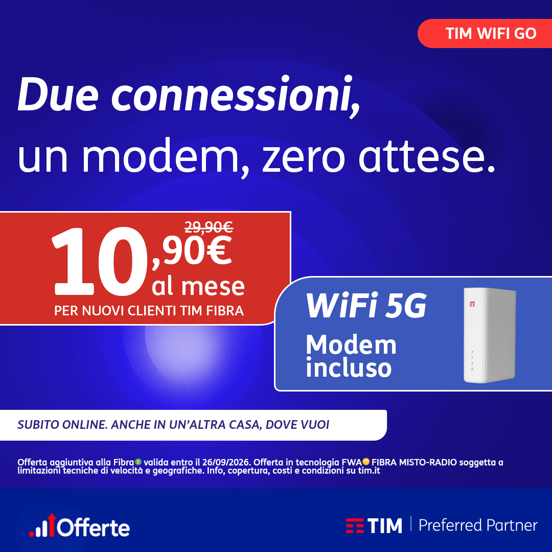Offerta TIM WiFi Go — Internet 5G a 10,90€/mese