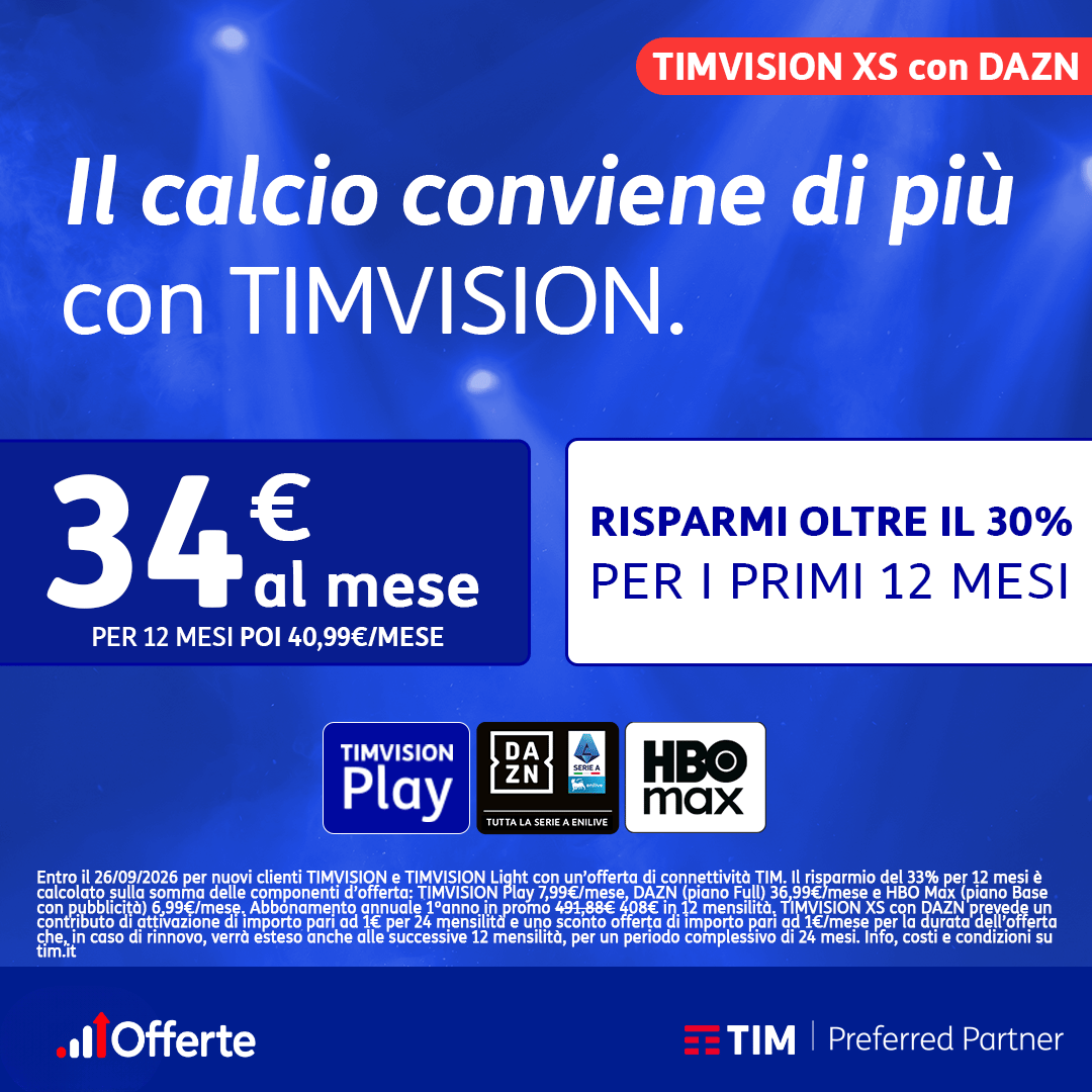 Offerta TIMVISION XS con DAZN a 34€/Mese
