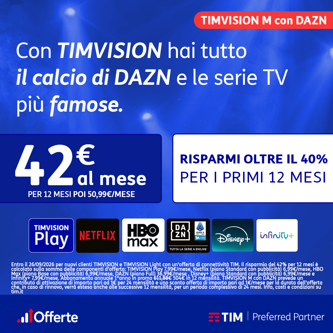 Offerta TIMVISION M con DAZN a 42€/Mese